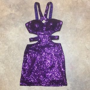 Faviana Purple Sequin Cutout Mini Dress size 00